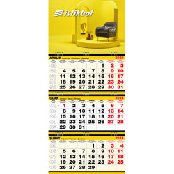 Gemici Takvimi Üç Parça Spiralli 33x77 cm