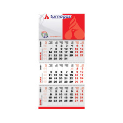 Jumbo Taslama Gemici Takvimi Üç Parça Spiralli 39,6 x 83 cm